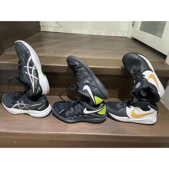 Lot of 3 youth Nike Vapor X Team Hustle D9 Mid Blk Metallic Asics New G8 tennis - Picture 2 of 16